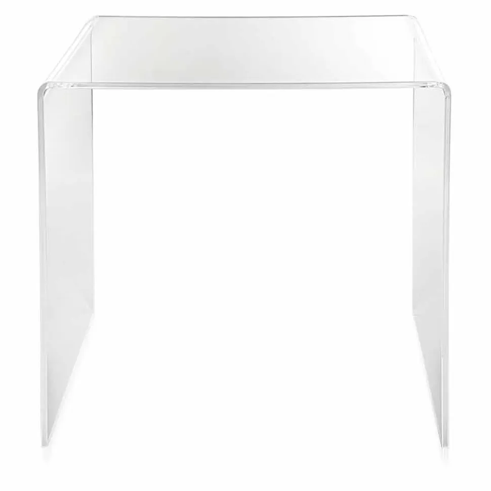 Tavolino trasparente design moderno 50x50cm Terry Big, made in Italy