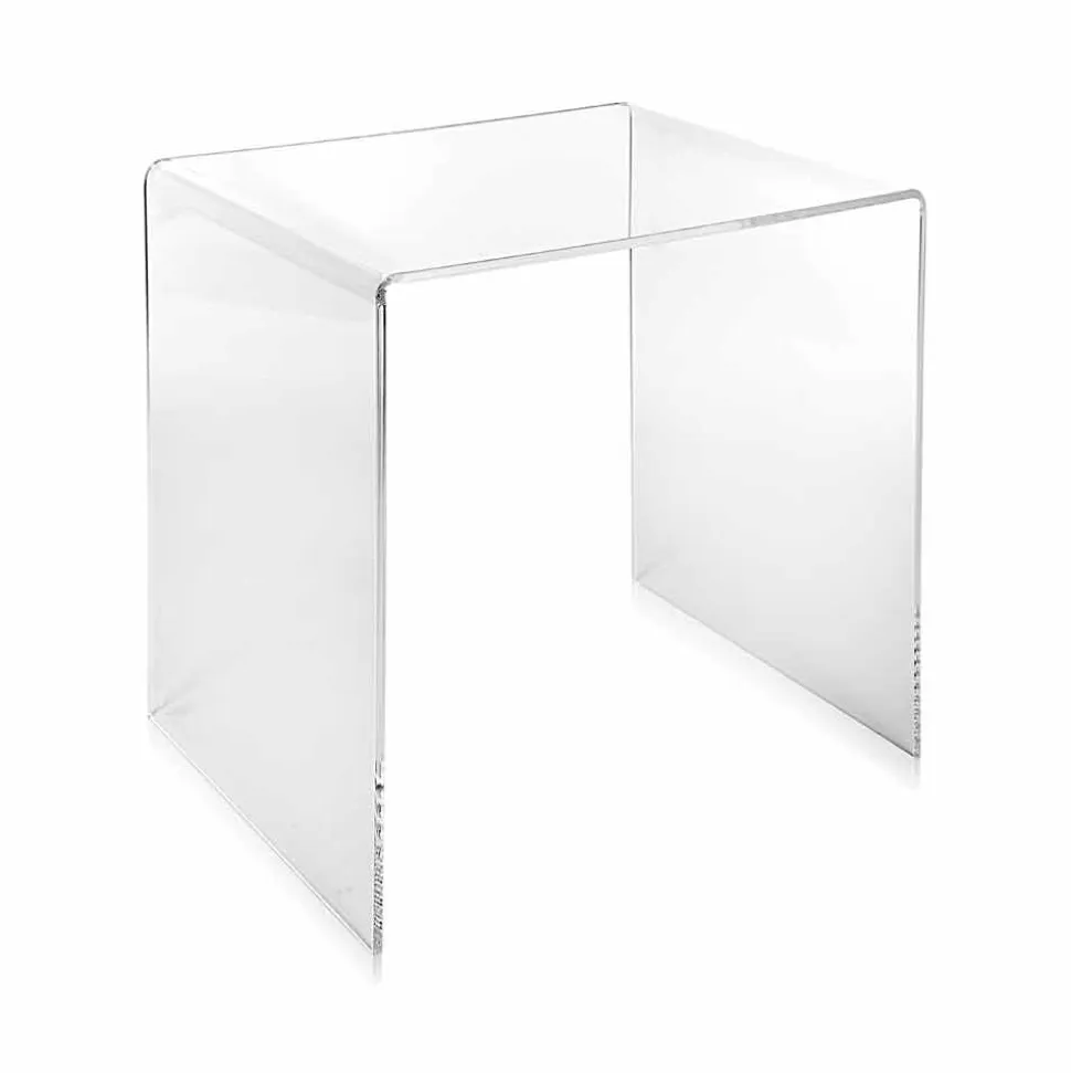 Tavolino trasparente design moderno 50x50cm Terry Big, made in Italy