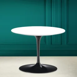 Tavolino Tulip Eero Saarinen H 41 in Ceramica Bianco Assoluto Made in Italy - Scarlet