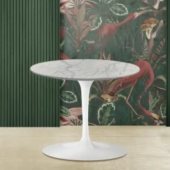 Tavolino Tulip Eero Saarinen H 39 con Piano in Marmo di Carrara Statuarietto - Scarlet