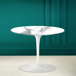 Tavolino Tulip Eero Saarinen H 41 in Ceramica Statuario Altissimo Made in Italy - Scarlet