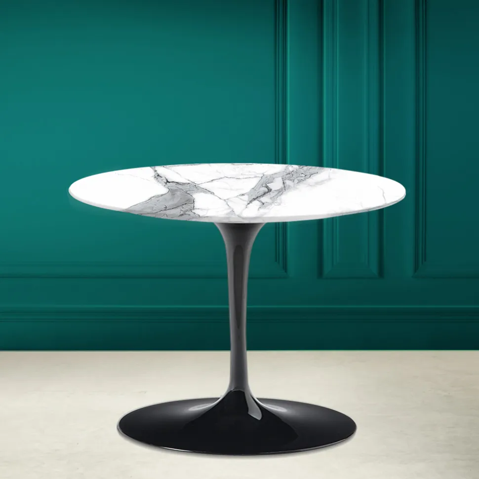 Tavolino Tulip Eero Saarinen H 41 in Ceramica Statuario Altissimo Made in Italy - Scarlet
