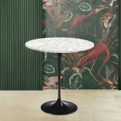 Tavolino Tulip Eero Saarinen H 52 Rotondo in Marmo di Carrara Made in Italy - Scarlet