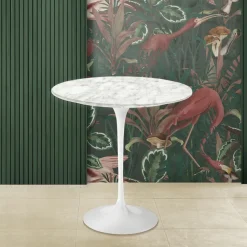 Tavolino Tulip Eero Saarinen H 52 Rotondo in Marmo di Carrara Made in Italy - Scarlet