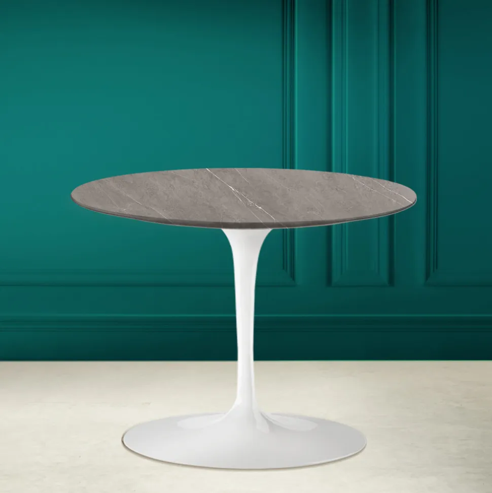 Tavolino Tulip Eero Saarinen H 41 in Ceramica Pietra Grey Made in Italy - Scarlet