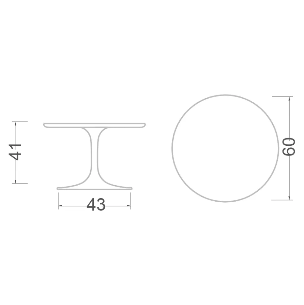 Tavolino Tulip Eero Saarinen H 41 in Ceramica Pietra Grey Made in Italy - Scarlet