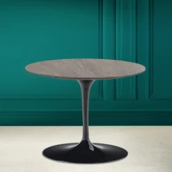 Tavolino Tulip Eero Saarinen H 41 in Ceramica Pietra Grey Made in Italy - Scarlet