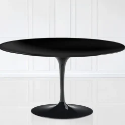 Tavolino Tulip Eero Saarinen H 41 Ovale con Piano in Laminato Liquido Nero - Scarlet