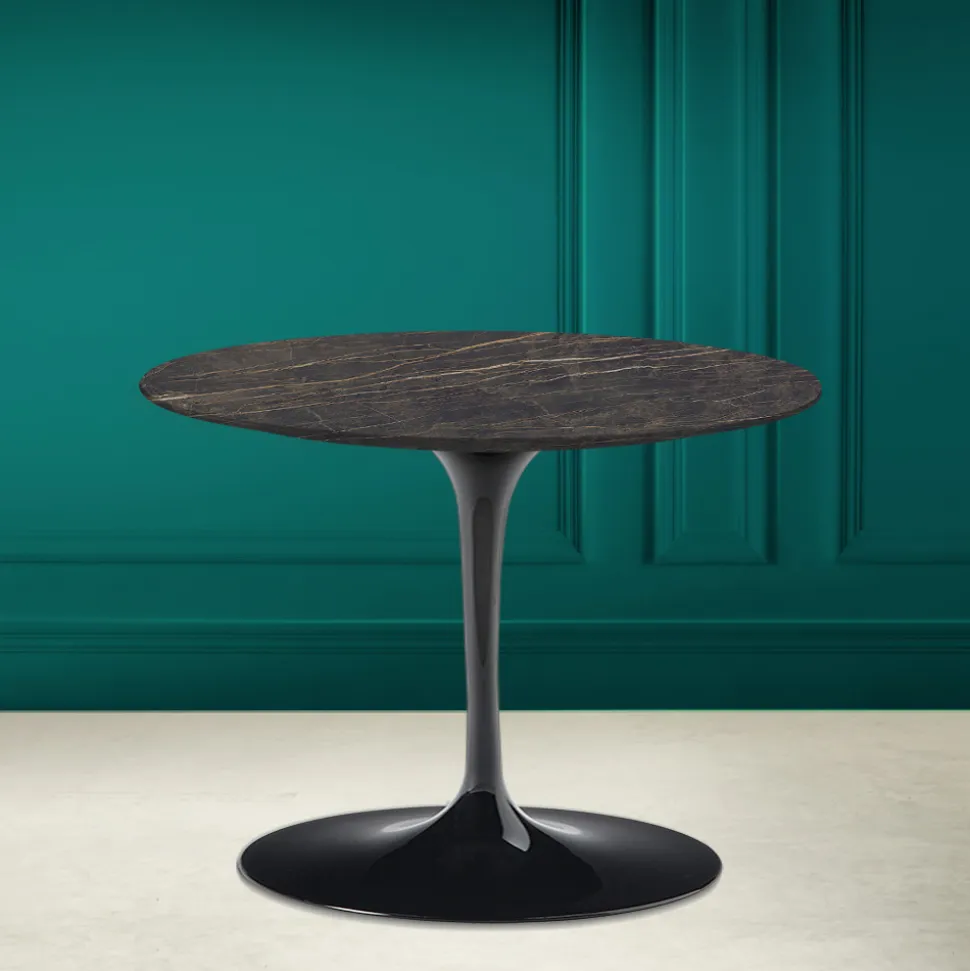 Tavolino Tulip Eero Saarinen H 41 in Ceramica Noir Desire Made in Italy - Scarlet