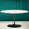 Tavolino Tulip Eero Saarinen H 41 Ovale in Ceramica Diamond Cream Made in Italy - Scarlet