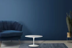 Tavolino Tulip Eero Saarinen H 39 Ovale in Laminato Liquido Bianco Made in Italy - Scarlet