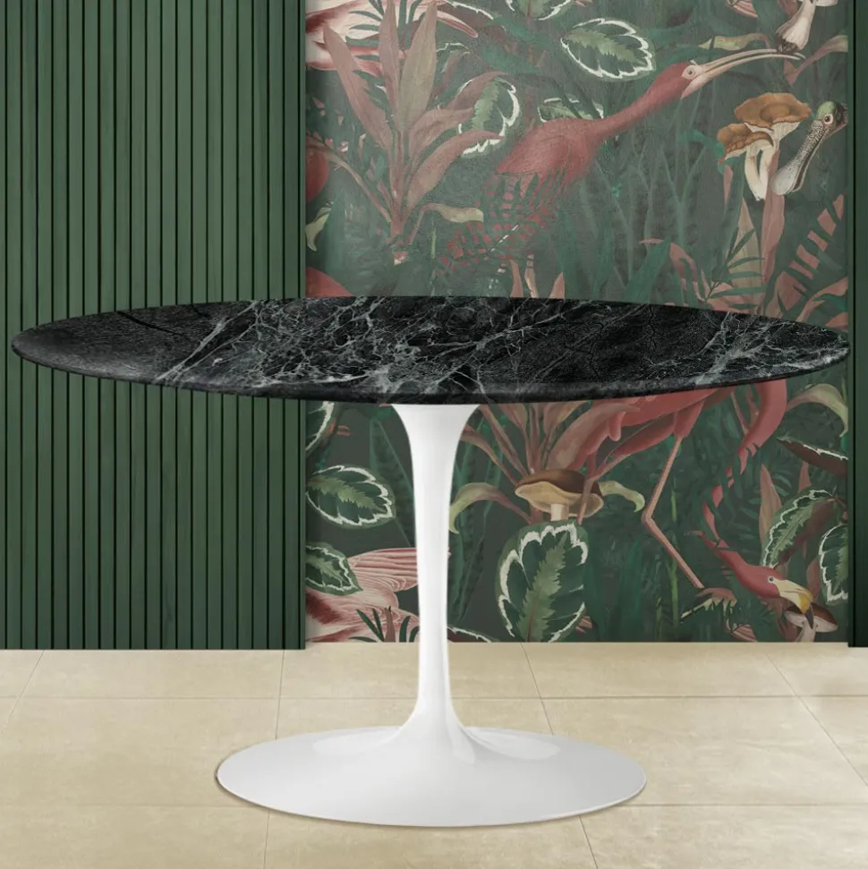 Tavolino Tulip Eero Saarinen H 41 in Marmo Verde Alpi Realizzato in Italia - Scarlet