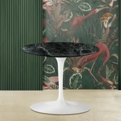 Tavolino Tulip Eero Saarinen H 39 con Piano Rotondo in Marmo Verde Alpi - Scarlet