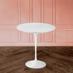 Tavolino Tulip Eero Saarinen H 52 in Laminato Liquido Bianco Made in Italy - Scarlet