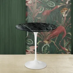 Tavolino Tulip Eero Saarinen H 52 Rotondo in Marmo Verde Alpi Made in Italy - Scarlet