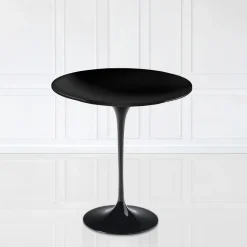 Tavolino Tulip Eero Saarinen H 52 con Piano in Laminato Liquido Nero Made in Italy - Scarlet