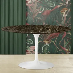 Tavolino Tulip Eero Saarinen H 41 Ovale in Marmo Emperador Dark Made in Italia - Scarlet