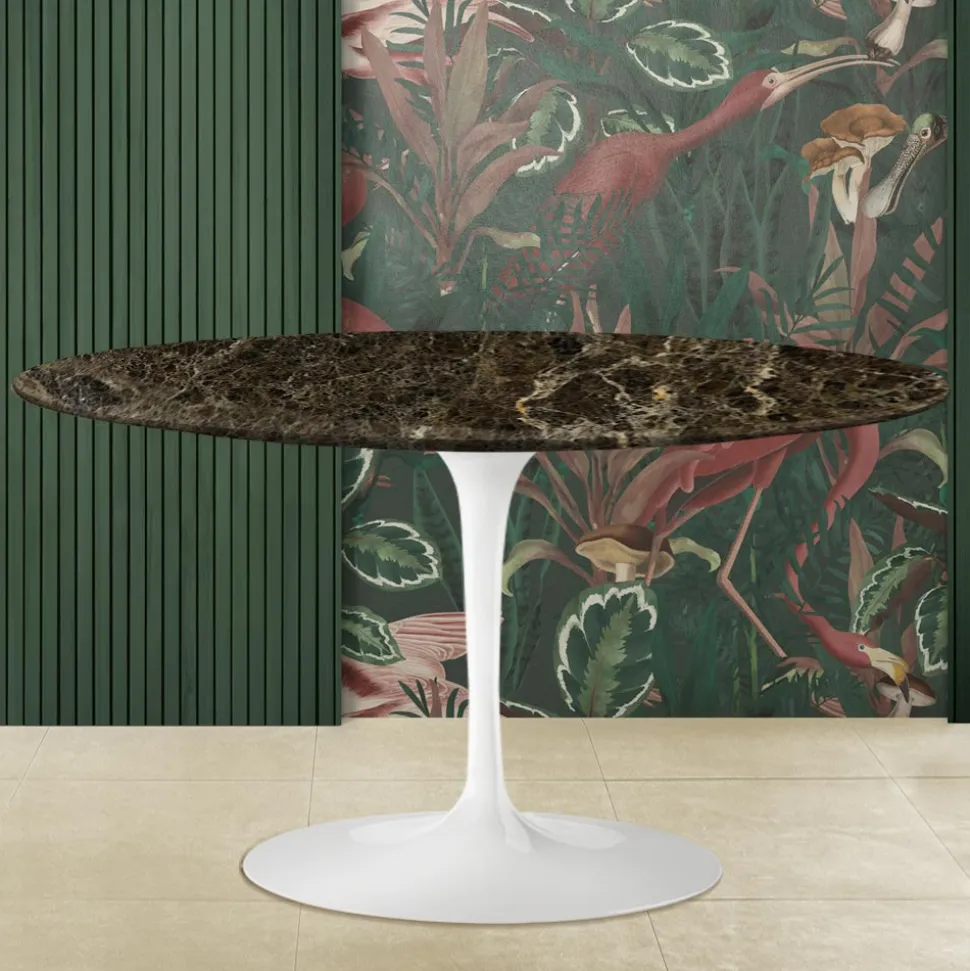 Tavolino Tulip Eero Saarinen H 41 Ovale in Marmo Emperador Dark Made in Italia - Scarlet