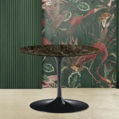 Tavolino Tulip Eero Saarinen H 39 con Piano Ovale in Marmo Emperador Dark - Scarlet