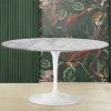 Tavolino Tulip Eero Saarinen H 41 Ovale con Piano in Marmo Arabescato Made in Italy - Scarlet