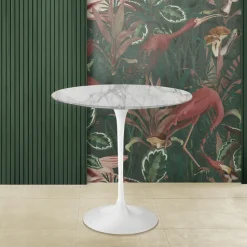 Tavolino Tulip Eero Saarinen H 52 Ovale in Marmo Arabescato Realizzato in Italia - Scarlet