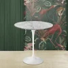 Tavolino Tulip Eero Saarinen H 52 Rotondo in Marmo Arabescato Made in Italy - Scarlet