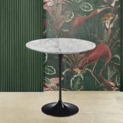 Tavolino Tulip Eero Saarinen H 52 Rotondo in Marmo Arabescato Made in Italy - Scarlet