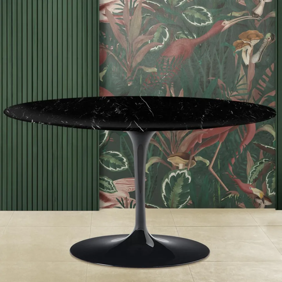 Tavolino Tulip Eero Saarinen H 41 in Marmo Nero Marquinia Made in Italy - Scarlet