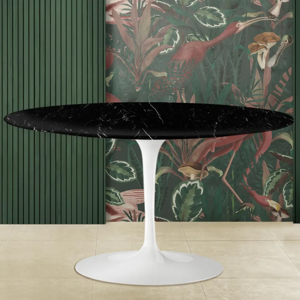 Tavolino Tulip Eero Saarinen H 41 in Marmo Nero Marquinia Made in Italy - Scarlet