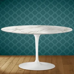 Tavolino Tulip Eero Saarinen H 41 Ovale in Ceramica Lucid Made in Italy - Scarlet