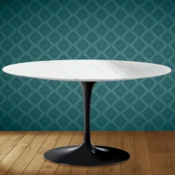 Tavolino Tulip Eero Saarinen H 41 Ovale in Ceramica Salina Made in Italy - Scarlet