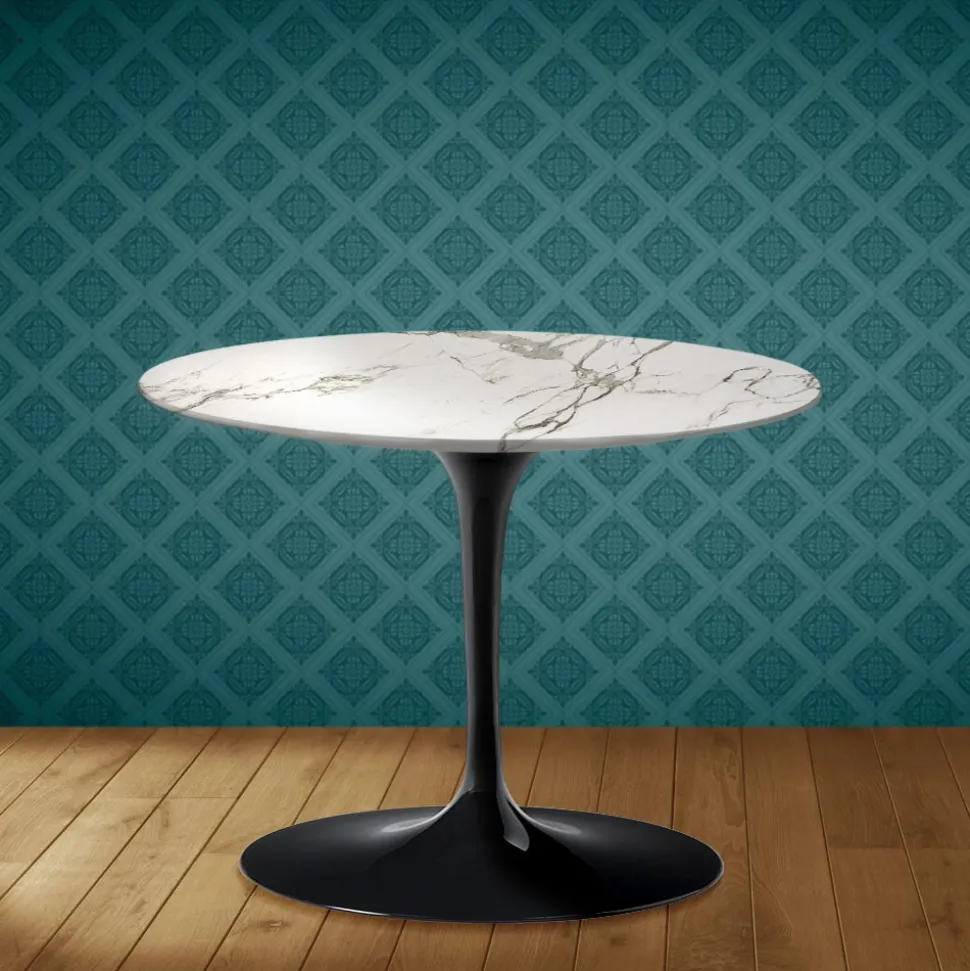 Tavolino Tulip Eero Saarinen H 41 in Ceramica Aura 22 Made in Italy - Scarlet