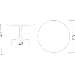 Tavolino Tulip Eero Saarinen H 41 in Ceramica Marmorio Made in Italy - Scarlet