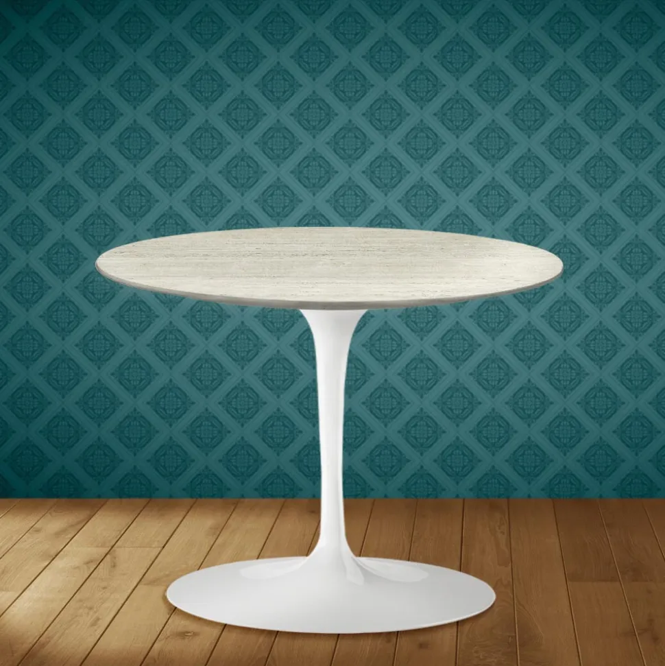 Tavolino Tulip Eero Saarinen H 41 in Ceramica Marmorio Made in Italy - Scarlet