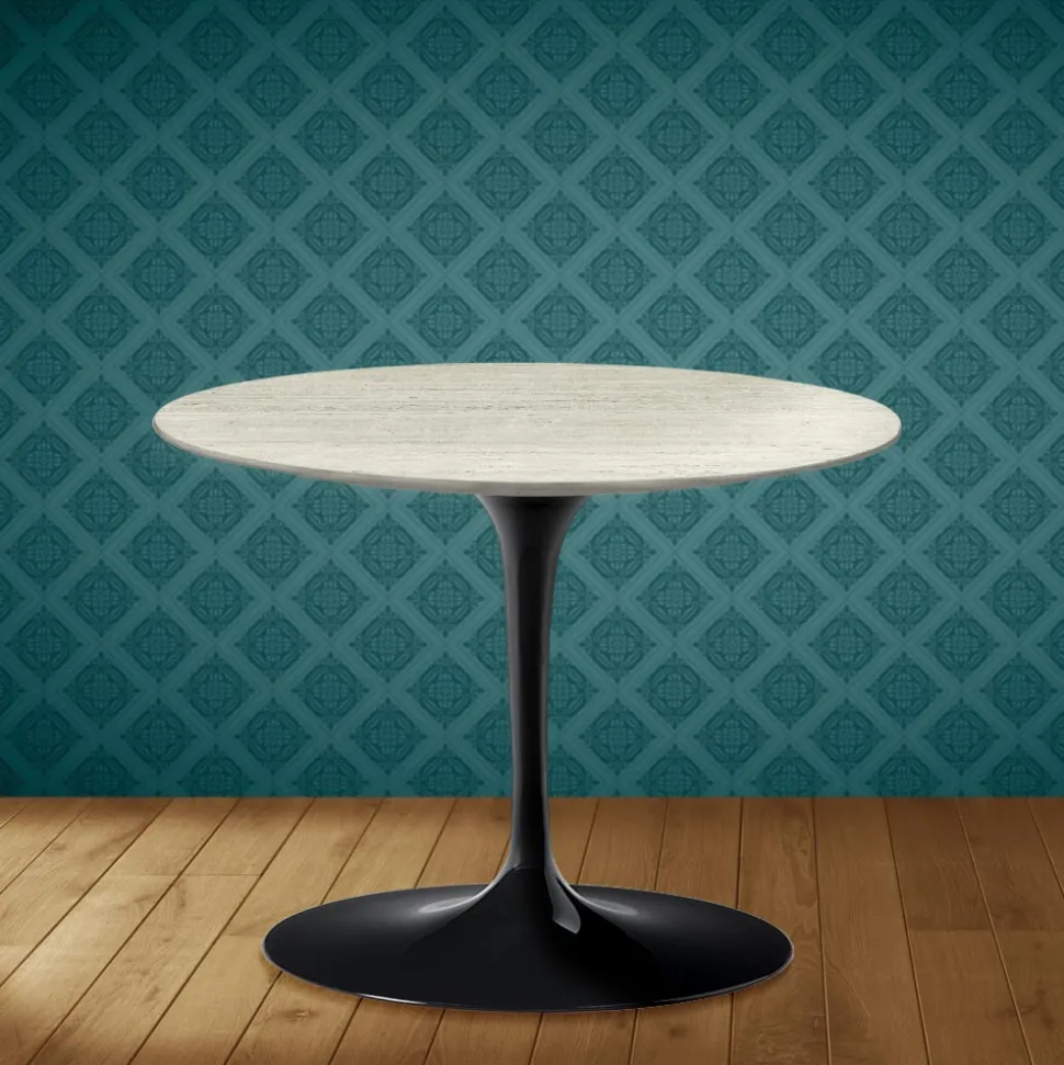 Tavolino Tulip Eero Saarinen H 41 in Ceramica Marmorio Made in Italy - Scarlet