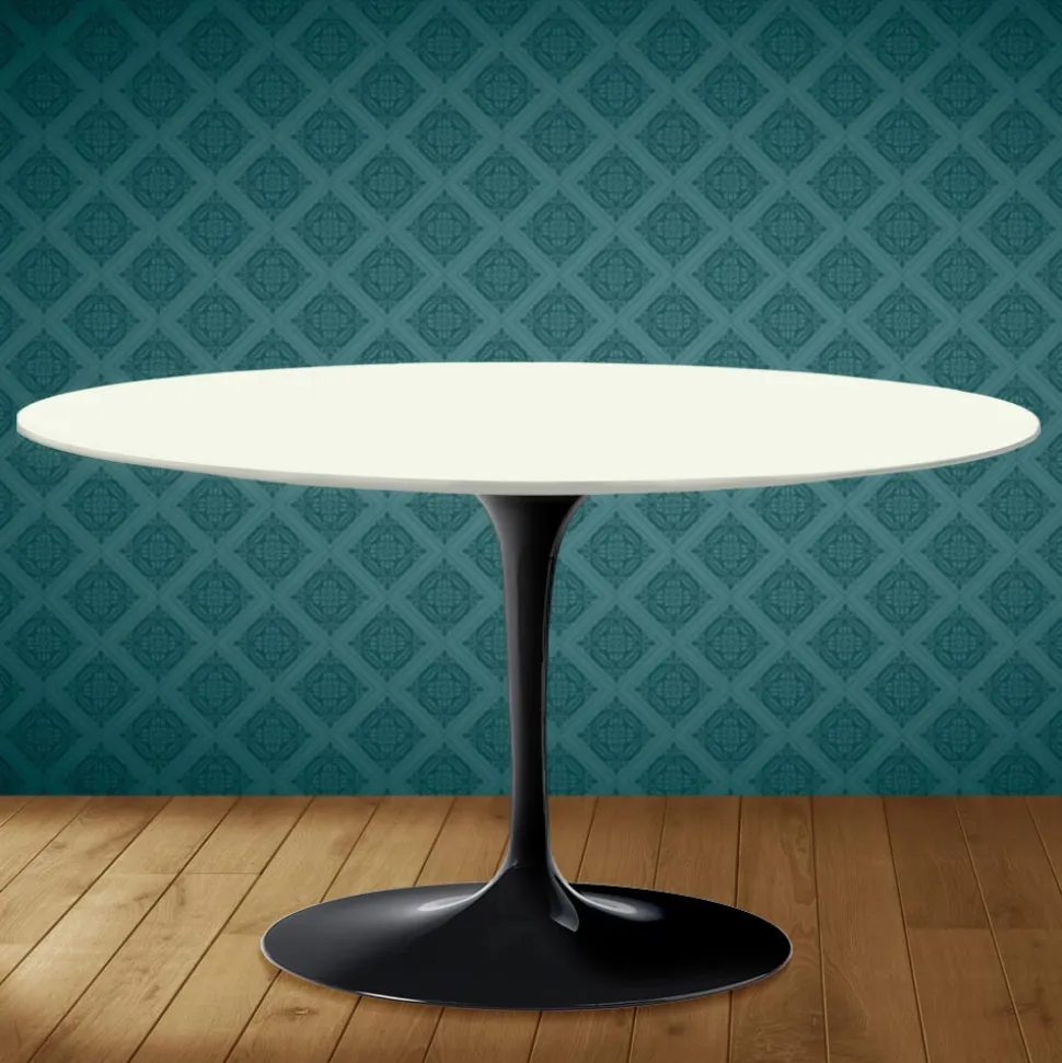 Tavolino Tulip Eero Saarinen H 41 Ovale in Ceramica Moonè Made in Italy - Scarlet