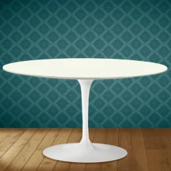 Tavolino Tulip Eero Saarinen H 41 Ovale in Ceramica Moonè Made in Italy - Scarlet