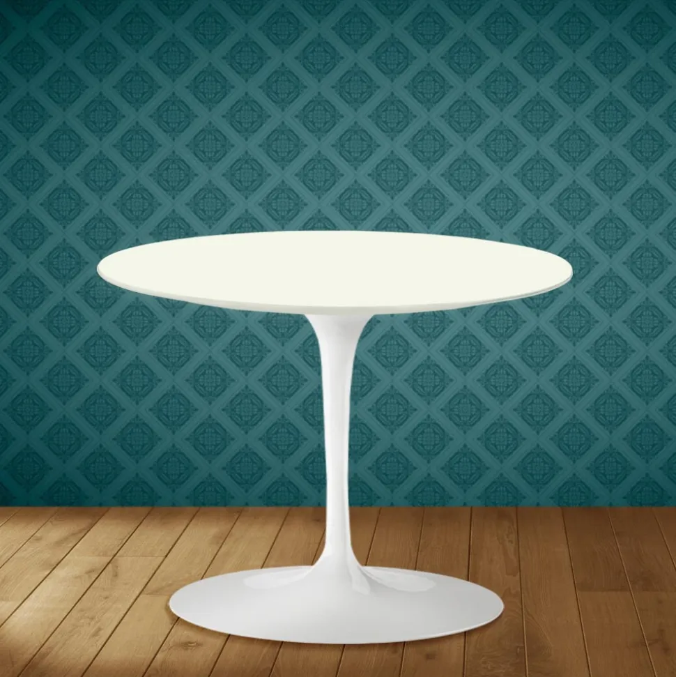 Tavolino Tulip Eero Saarinen H 41 in Ceramica Moonè Made in Italy - Scarlet