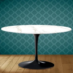 Tavolino Tulip Eero Saarinen H 41 Ovale in Ceramica Entzo Made in Italy - Scarlet