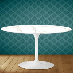 Tavolino Tulip Eero Saarinen H 41 Ovale in Ceramica Entzo Made in Italy - Scarlet