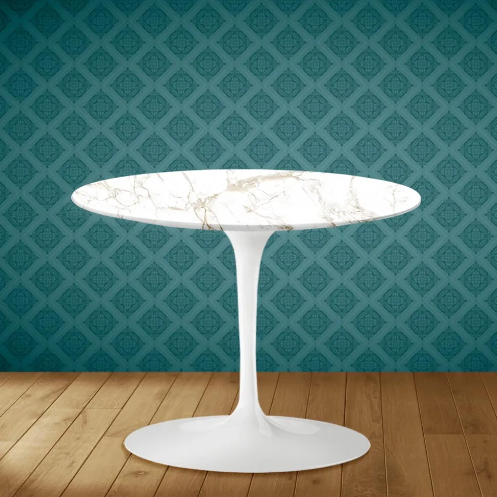 Tavolino Tulip Eero Saarinen H 41 in Ceramica Entzo Made in Italy - Scarlet