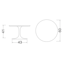 Tavolino Tulip Eero Saarinen H 41 in Ceramica Diamond Cream Made in Italy - Scarlet