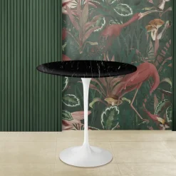 Tavolino Tulip Eero Saarinen H 52 con Piano in Marmo Nero Marquinia Made in Italy - Scarlet