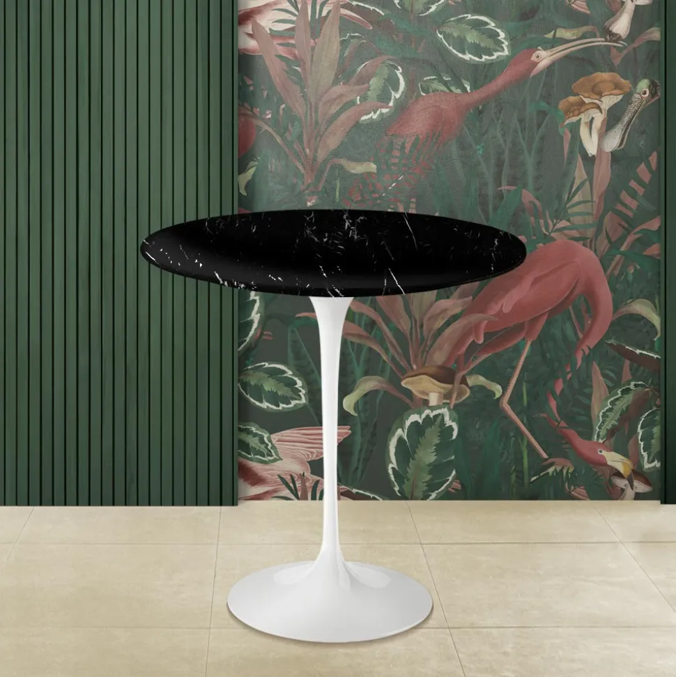 Tavolino Tulip Eero Saarinen H 52 in Marmo Nero Marquinia Made in Italy - Scarlet
