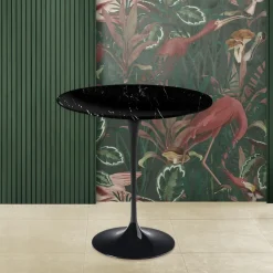 Tavolino Tulip Eero Saarinen H 52 in Marmo Nero Marquinia Made in Italy - Scarlet