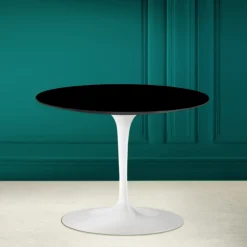 Tavolino Tulip Eero Saarinen H 41 in Ceramica Nero Assoluto Made in Italy - Scarlet