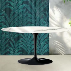 Tavolino Tulip Saarinen H 41 cm in Ceramica Florim Statuario Lucido - Scarlet