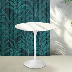 Tavolino Tulip Saarinen H 52 cm in Ceramica Florim Statuario Lucido - Scarlet