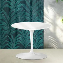 Tavolino Tulip Saarinen H 39 cm in Ceramica Florim Bianco Lucido - Scarlet