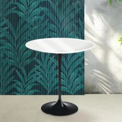 Tavolino Tulip Saarinen H 52 cm in Ceramica Florim Bianco Lucido - Scarlet